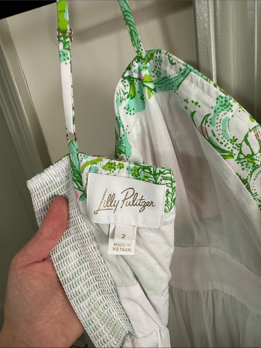 Lilly Pulitzer White & Green Printed Midi Sundress - Picture 2 of 6